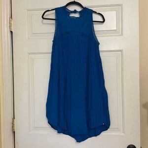 Volcom Women's Sunset Path Lace Eyelet Sleeveless Mini Dress Size S Blue Gauze